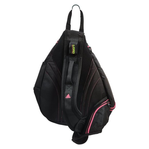 Adidas Loadspring Sling Backpack Black & Pink Multiple Pockets Adjustable Strap - Picture 2 of 9